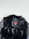 Ecrase Black Fur Front Leather Zip Jacket, Women’s (S)