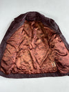Vintage Burgundy Leather Zip Bomber with Piping & Epaulettes, Made in Spain, (S)