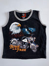 Rock Eagle “Born To Be Free” Biker Sleeveless Ringer Tank – Faded Black (M)