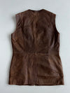 Vintage Brown Leather Sleeveless Vest Dress Women's (M)