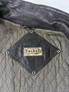 Vintage Sacha Black Leather Bomber Jacket with Gingham Quilted Lining (2XL/3XL)
