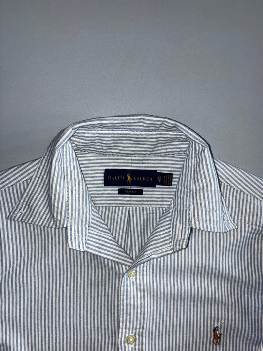Ralph Lauren Slim Fit Multicolor Pony Pinstripe Button-Down Shirt Grey/White (XS/S)