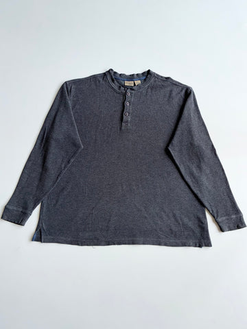 L.L.Bean Waffle Knit Henley – Charcoal Grey (3XL/4XL)