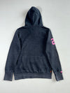Superdry Vintage Charcoal & Pink Logo Pullover Hoodie (S)