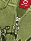 Top Girl Script Embroidered Zip Hoodie – Olive Green (S)