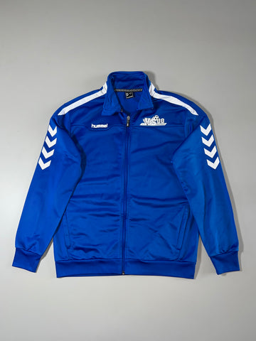Hummel UC88 Vintage Football Track Jacket — Royal Blue | Full Zip | Chevron Stripe (M)