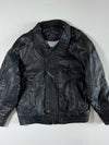 Paul & Shark Yachting | Black Leather Bomber Jacket – Embossed Shark Made in Italy | (M)