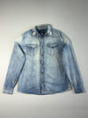 Armani Jeans Acid Wash Denim Western Snap Shirt – Light Blue | (S)