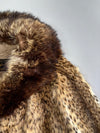 A&M Hurtig Furriers | Vintage Lynx-Print Real Fur Long Coat | Dark Fox Collar |{Rare} (M)