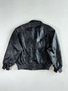Vintage 90s More & More Black Leather Bomber Jacket – Zip Chest Pockets (2XL)