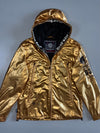 Jizo-Devil Japanese Streetwear Metallic Gold Hooded Jacket Rare Graphic Print Zip-Up (M)