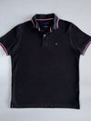 Tommy Hilfiger Vintage Black Tipped Collar Polo T-Shirt (L)