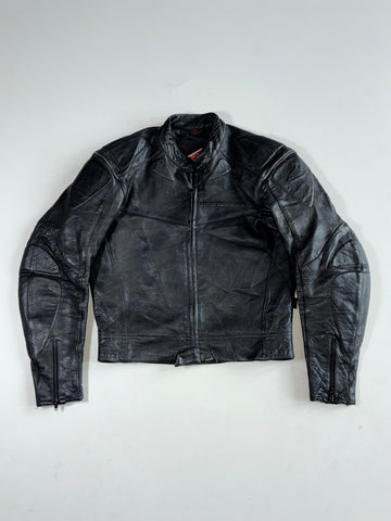 Vintage Hein Gericke Black Leather Motorcycle Racing Jacket (S)