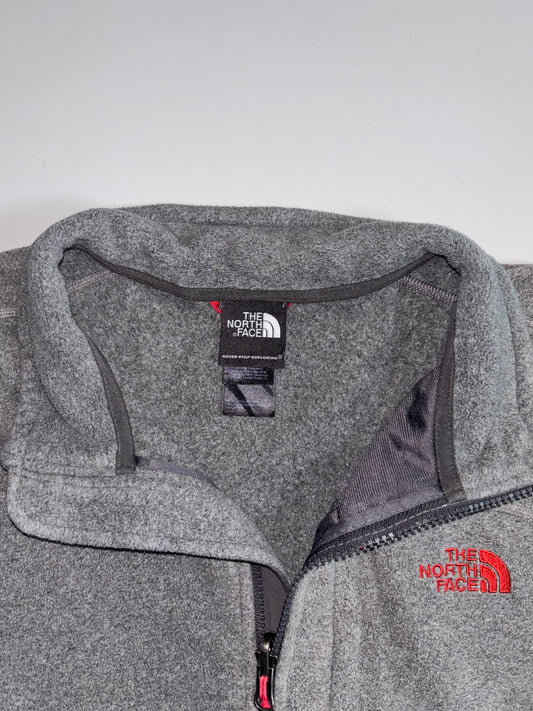 The North Face Full Zip Fleece Jacket Grey  Men’s, embroidered logo, drawstring hem (2XL)