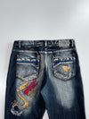 Vintage Dragon Embroidered Tribal Wash Denim Jeans (W:36|L:44)