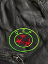 Karl Lagerfeld Black Leather Biker Jacket – Patch Detail women’s(XXS)