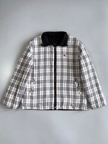 Burberry London Reversible Nova Check Embroidered Equestrian Knight Puffer Jacket (M)