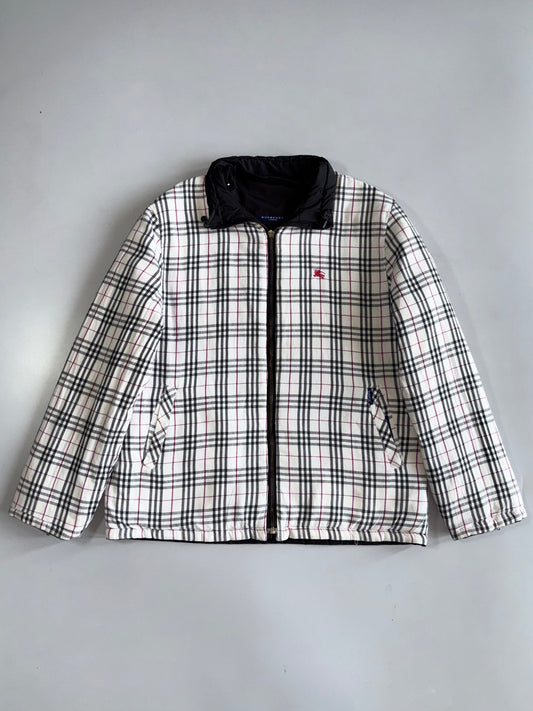 Burberry London Reversible Nova Check Embroidered Equestrian Knight Puffer Jacket (M)