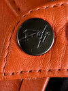 Daly Orange & Black Checkered Cafe Racer Leather Jacket (M)