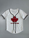 On The Eh Team” Canada Maple Leaf Baseball Jersey | White & Red (M)