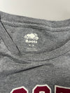 Roots Canada Varsity Arch Logo Long Sleeve Tee — Heather Grey Burgundy (XL)