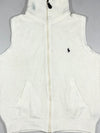 Vintage 90s Polo Ralph Lauren Cream Ribbed Knit Full-Zip Sweater Vest (M)