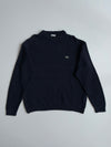Lacoste Navy Blue Cotton Knit Crewneck Sweater(XL)