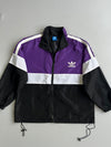 Adidas Originals Purple, White & Black Colourblock Trefoil Windbreaker Jacket(XL)