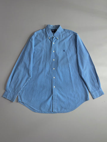Ralph Lauren Blue & White Check Button-Down Shirt – Blake Fit(2XL)