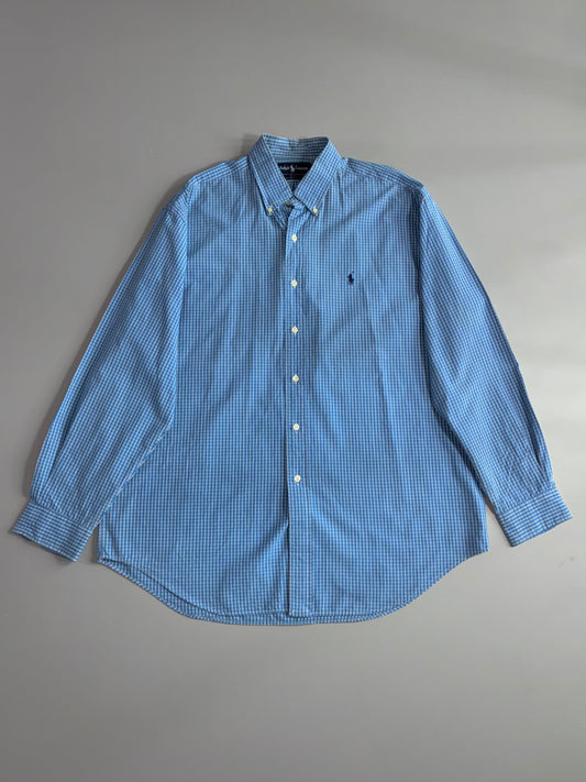 Ralph Lauren Blue & White Check Button-Down Shirt – Blake Fit(2XL)