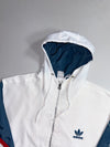 Adidas Originals | White Navy Trefoil Hooded Windbreaker (L)