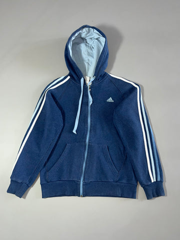 Vintage Adidas 3-Stripe Navy Zip-Up Hoodie (S)
