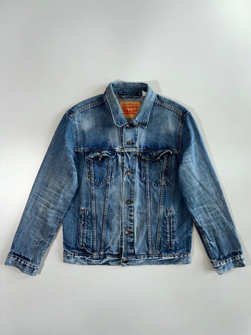Levi’s 72334 Original Riveted Heavily Washed Faded Indigo Button-Up Trucker Denim Jacket (L)