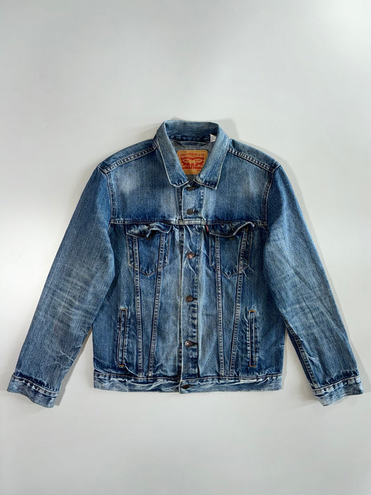 Levi’s 72334 Original Riveted Heavily Washed Faded Indigo Button-Up Trucker Denim Jacket (L)