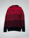 Chaps Ombre Textured Knit Button Mock Neck Sweater – Red/Black (M)