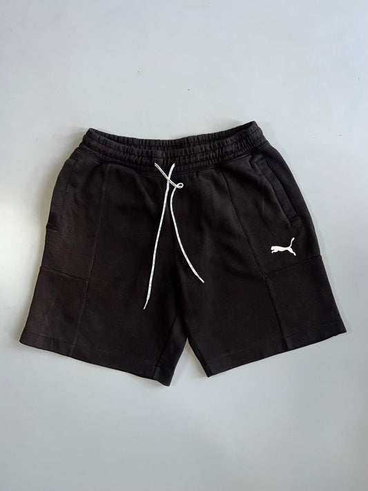 Puma Black Sweat Shorts White Drawstring Logo (W:30) (L:17.5)