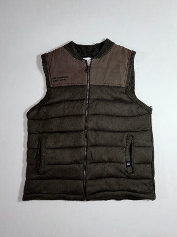 Zara Knit Puffer Gilet Vest – Olive Green (S)