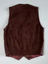 Brown Leather Western Waistcoat with Knit Back (XS)