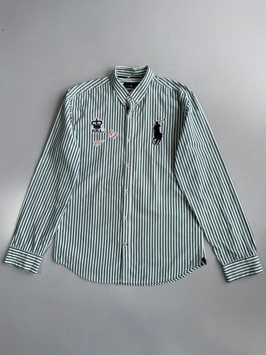 Polo Ralph Lauren | Green Striped Big Pony Custom Fit Shirt | (M)