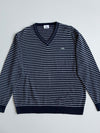 Lacoste Navy Stripe V-Neck Sweater (XL)