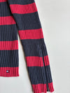 Vintage Tommy Hilfiger Jeans Navy & Red Striped Ribbed Quarter-Zip Sweater – (S)