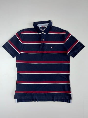 Tommy Hilfiger | Striped Pique Polo Navy Maroon (XL)
