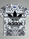Adidas Originals Bandana Paisley Print Big Logo T-Shirt – White/Black (S)