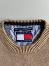 Vintage 90s Tommy Hilfiger Tan Cotton Knit Crewneck Sweater – Made in Hong Kong (M)