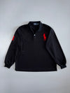 Polo Ralph Lauren Big Pony Long Sleeve Polo Shirt — Black with Red Embroidery (XL)