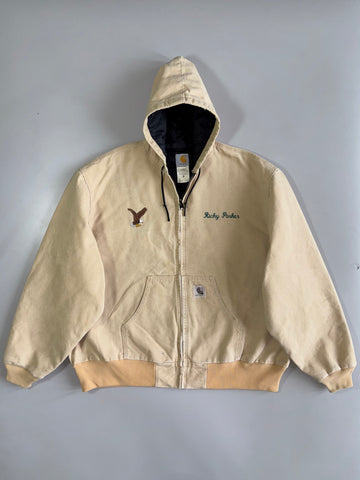 Vintage Carhartt Active Hooded Jacket With Embroidered Back Text L-30,C-63