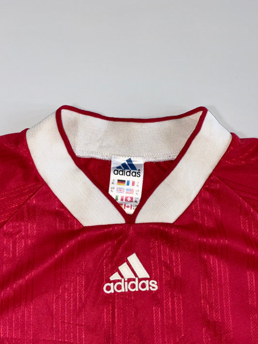 Vintage Adidas 3-Stripes Long Sleeve Football Jersey – Red & White (2XL)