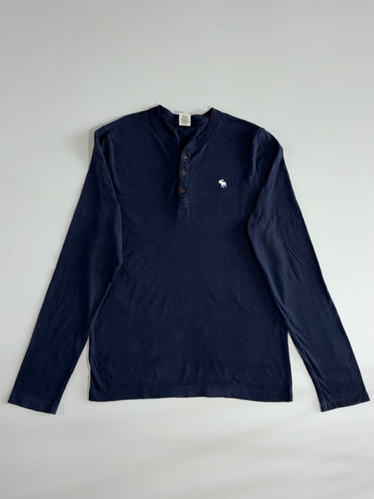 Abercrombie & Fitch Henley Long Sleeve T-Shirt – Navy (L)