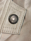 Lavenlico Cream Leather Asymmetric Zip Biker Jacket with Ribbed Knit Hem & Cuffs Women’s (XXS)
