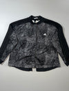 Adidas Vintage Black White Textured Track Jacket 3-Stripe Sleeves Women's (XL)